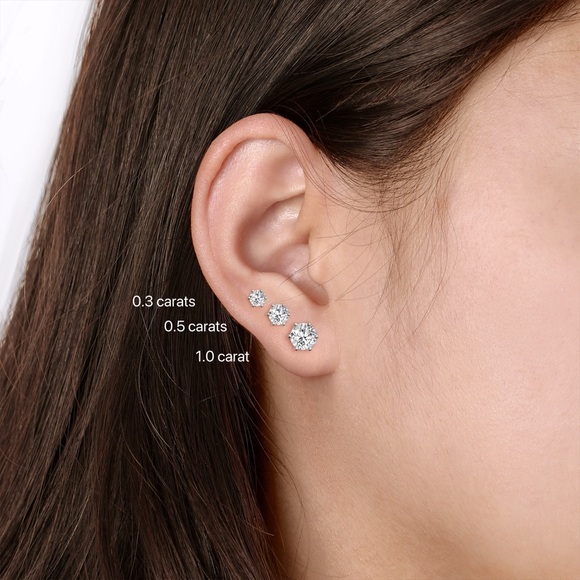 moissanite Screw backs stud earrings-0.5 & 0.5 short post 6mm-EM017-0.5ct-6mm - Picture 7 of 13